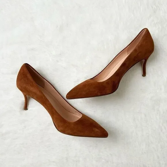 J Crew Colette Pumps in Brown Suede Classic Mid Heel Size 7 workwear office - Picture 9 of 9